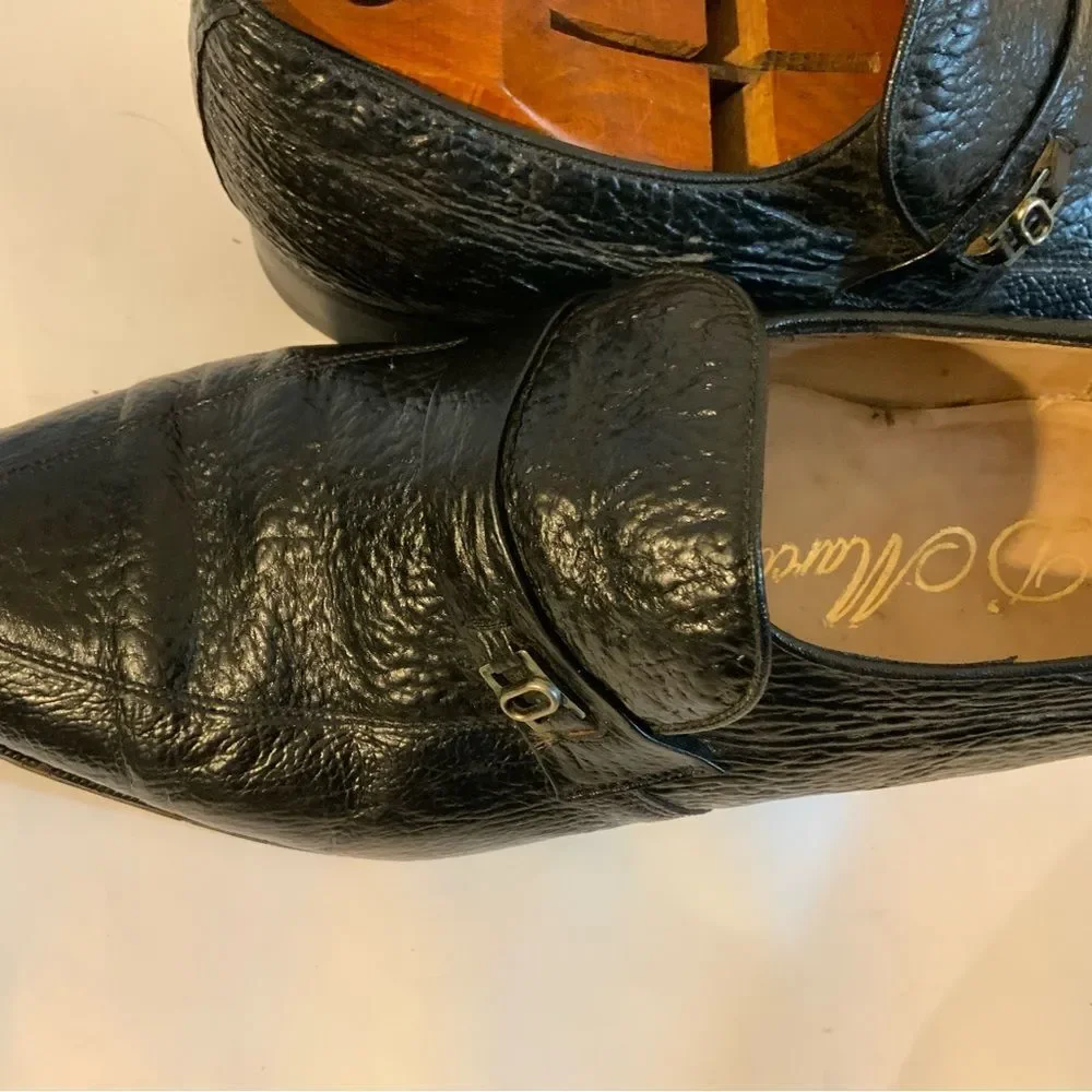 Rare Vintage D’Marco Mens Black Embossed Slip On Loafers Shoes US Sz 9.5M